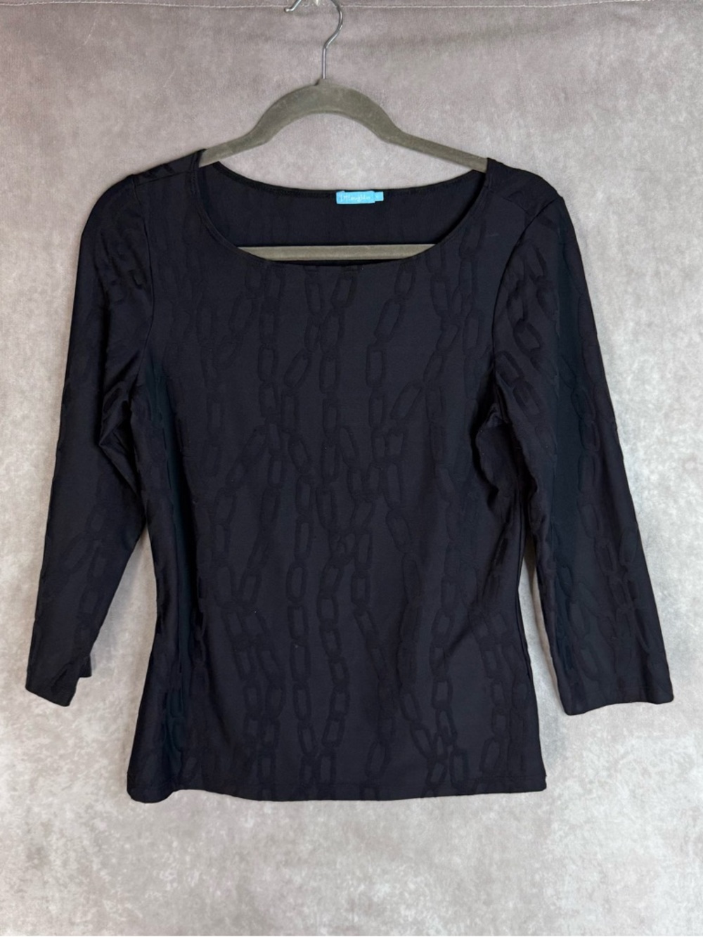 J. Mclaughlin Chain Link 3/4 Sleeve Top In Black‎ Women's Size S